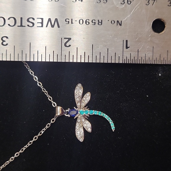 Elegant Sterling Silver Garden Glam Dragonfly Pendant Necklace 17 To 19 Inches - Picture 5 of 5